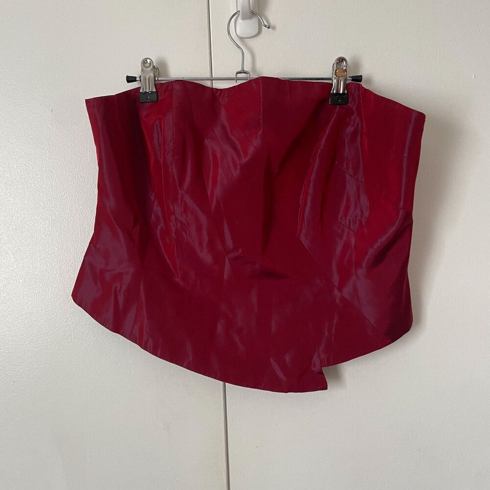 Vintage Y2K Red Satin Corset Whimsigoth Romantic Debut by Debenhams, Size 16